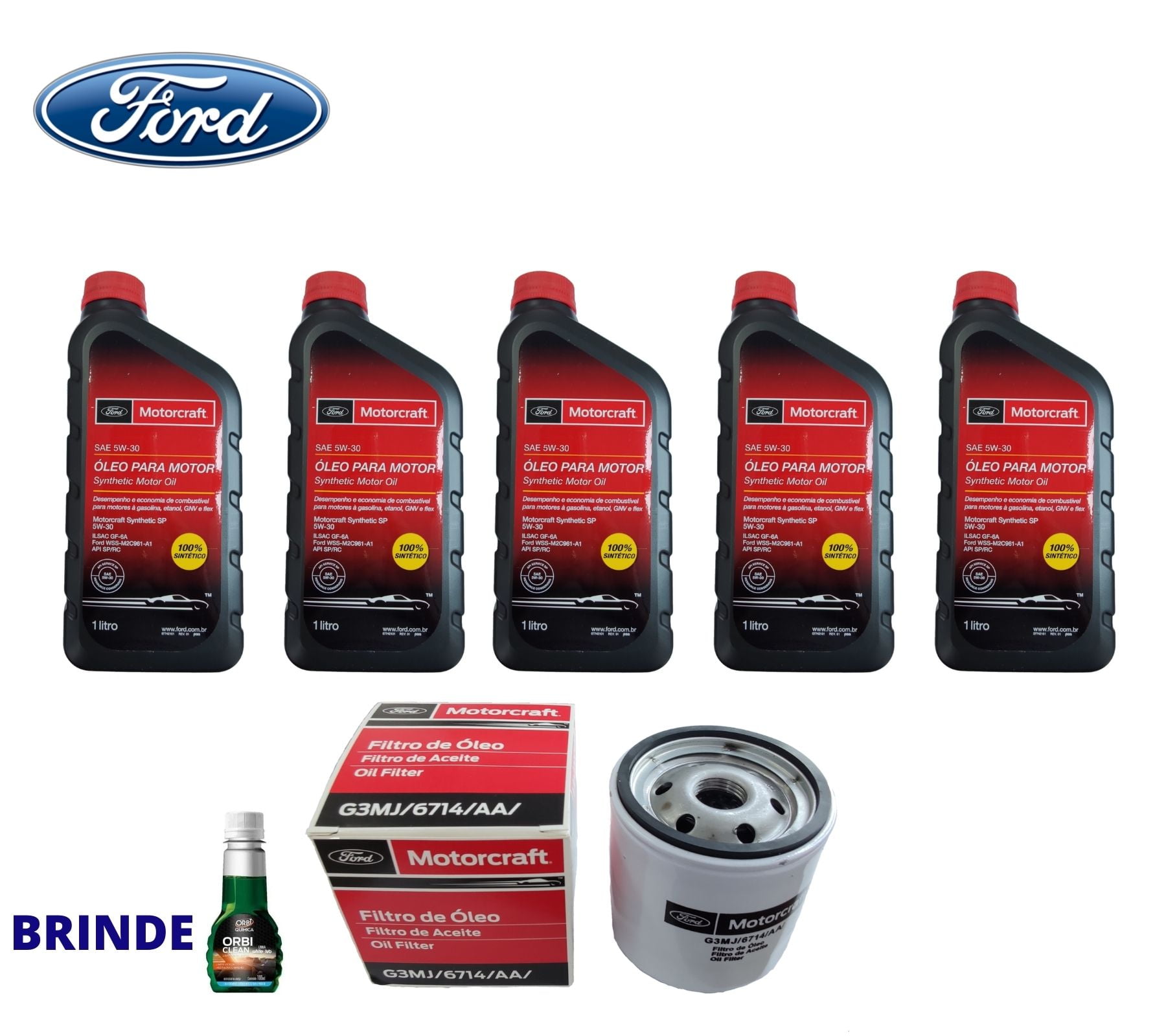 KIT TROCA DE ÓLEO E FILTRO SAE 5W30 SINTÉTICO MOTORCRAFT 5L